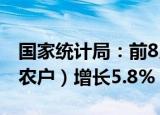 国家统计局：前8月全国固定资产投资（不含农户）增长5.8%