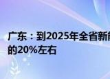 广东：到2025年全省新能源汽车新车销量达到汽车销售总量的20%左右