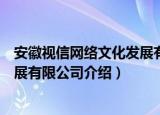 安徽视信网络文化发展有限公司（关于安徽视信网络文化发展有限公司介绍）
