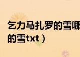 乞力马扎罗的雪哪个译本比较好（乞力马扎罗的雪txt）