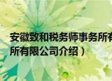 安徽致和税务师事务所有限公司（关于安徽致和税务师事务所有限公司介绍）