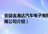 安徽金海达汽车电子有限公司（关于安徽金海达汽车电子有限公司介绍）