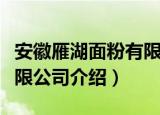 安徽雁湖面粉有限公司（关于安徽雁湖面粉有限公司介绍）