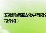 安徽铜峰盛达化学有限公司（关于安徽铜峰盛达化学有限公司介绍）