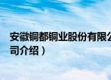 安徽铜都铜业股份有限公司（关于安徽铜都铜业股份有限公司介绍）