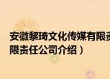 安徽黎琦文化传媒有限责任公司（关于安徽黎琦文化传媒有限责任公司介绍）