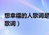 想幸福的人歌词是在说同性恋吗（想幸福的人歌词）