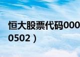 恒大股票代码000502股吧（恒大股票代码000502）