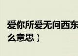 爱你所爱无问西东是什么意思（无问西东是什么意思）