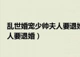 乱世婚宠少帅夫人要退婚免费阅读无广告（乱世婚宠少帅夫人要退婚）