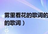 雾里看花的歌词的寓意说明了什么（雾里看花的歌词）