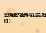 宏观经济政策与发展规划（关于宏观经济政策与发展规划介绍）