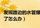 发现路边的水管爆了怎么办（路边自来水管爆了怎么办）