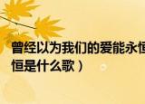 曾经以为我们的爱能永恒,是什么歌曲（曾以为我们爱能够永恒是什么歌）