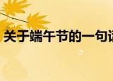 关于端午节的一句话（端午节的特点一句话）