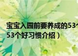 宝宝入园前要养成的53个好习惯（关于宝宝入园前要养成的53个好习惯介绍）