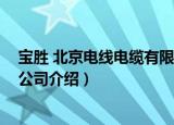 宝胜 北京电线电缆有限公司（关于宝胜 北京电线电缆有限公司介绍）