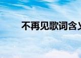 不再见歌词含义分解（不再见歌词）