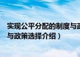 实现公平分配的制度与政策选择（关于实现公平分配的制度与政策选择介绍）