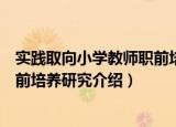 实践取向小学教师职前培养研究（关于实践取向小学教师职前培养研究介绍）