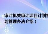 审计机关审计项目计划管理办法（关于审计机关审计项目计划管理办法介绍）