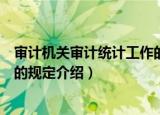 审计机关审计统计工作的规定（关于审计机关审计统计工作的规定介绍）
