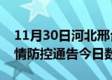 11月30日河北邢台疫情新增确诊数及邢台疫情防控通告今日数据