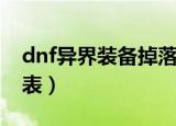 dnf异界装备掉落表最新（dnf异界装备掉落表）