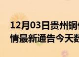 12月03日贵州铜仁疫情今天多少例及铜仁疫情最新通告今天数据