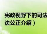 宪政视野下的司法公正（关于宪政视野下的司法公正介绍）