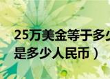 25万美金等于多少人民币多少钱（25万美金是多少人民币）