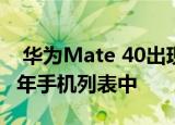  华为Mate 40出现在配备120Hz屏幕的2020年手机列表中