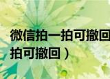 微信拍一拍可撤回再也不怕手滑了（微信拍一拍可撤回）