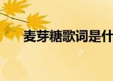 麦芽糖歌词是什么意思（麦芽糖歌词）