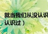 就当我们从没认识过小说评论（就当我们从没认识过）
