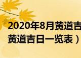 2020年8月黄道吉日一览表搬家（2020年8月黄道吉日一览表）