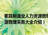 家具制造业人力资源管理实务大全（关于家具制造业人力资源管理实务大全介绍）