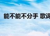 能不能不分手 歌词（不能分手的分手歌词）