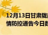 12月13日甘肃陇南疫情新增确诊数及陇南疫情防控通告今日数据