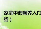 家庭中药调养入门（关于家庭中药调养入门介绍）