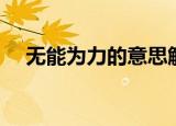 无能为力的意思解释（无能为力的意思）