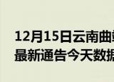12月15日云南曲靖最新发布疫情及曲靖疫情最新通告今天数据