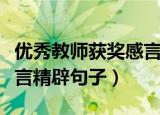 优秀教师获奖感言精辟三句（优秀教师获奖感言精辟句子）