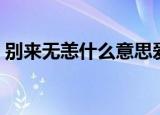 别来无恙什么意思爱情（别来无恙什么意思）