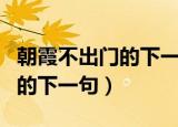 朝霞不出门的下一句是什么谚语（朝霞不出门的下一句）