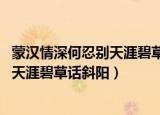 蒙汉情深何忍别天涯碧草话斜阳出自哪里（蒙汉情深何忍别 天涯碧草话斜阳）