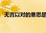 无言以对的意思是什么（无言以对的意思）