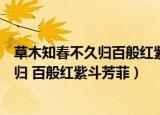 草木知春不久归百般红紫斗芳菲是什么意思（草木知春不久归 百般红紫斗芳菲）