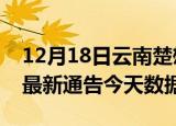 12月18日云南楚雄最新发布疫情及楚雄疫情最新通告今天数据