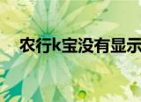 农行k宝没有显示密码（农行k宝没反应）